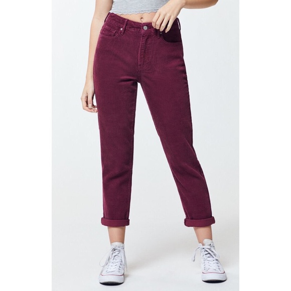PacSun Berry/Red Corduroy Mom Jeans - Picture 1 of 4